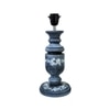 Pillar Classic Stone Grey Black Wooden Table Lamp in Grey