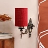 Devansh Metal Electric Wall Light in Antique Gold Colour with Maroon Shade Count of 1 Light