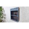 Azov Teal Colour Solid Wood Handcarved Box Style Floating Wall Shelf with compartment