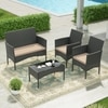Carry Bird Wicker Patio Furniture Accessorie 4 Seater Sets In Black And Dark Beige Colour