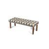 Asteria Solid Wood 2 Seater Bench In Stripe White Jackard Fabric