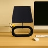 Devansh Black Cotton Table Lamp With  Wood Black Base -3