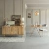 Art Deco Solid Wood 6 Seater Dining Table in Natural & Brass Finish