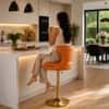 Doe Buck Verona Faux Leather Adjustable Bar Stool in Tan Colour with Gold Base