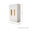 Hexa Red Wooden 3 Door Wardrobe with 2 Drawers and Hanging Space in Frosty White Colour