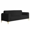 Veniza Velvet 3 Seater Sofa In Black Colour
