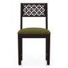Alaca Solid Wood Dining Chair Set Of 2 In Mango Mahogany Finish & Olive Fabric Colour