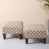 Quad Jacquard Wooden Footrests in Cream Color Set of 2