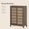 Fujiwara 24 Pair Solid Wood and Cane Shoe Cabinet In Danish Walnut Finish