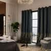 Stoa Paris Satin Door Curtains, 300 TC Dim-Out Home Furnishing Curtains,  Aesthetic Parda, Balcony,, Pack of 2, Versailles - Emerald Royale