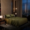 Stoa Paris Satin Bedsheet King Size with 2 Pillow Covers heet King Olive Oasis