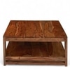 Turin Sheesham Wood Contemporary Square Coffee Table In Natural Teak Finish