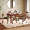 Atlas Solid Wood 6 Seater Dining Table With 6  Lunar Dining Chairs (Finish : Honey, Chair Colour : Urban Grey)
