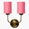 Devansh Metal Electric Wall Light in Gold Colour with Pink Shade Count of 2 Lights
