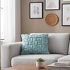 Basket Knit Cadet Blue Cotton Cushion Cover 16X16 Inches