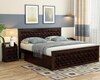 Moglis Solid Wood Queen  Size Bed With Drawer Storage Bed In Walnut Finish