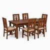 Globally Indian Ananta Solid Sheesham Wood 6 Seater Dining Table Set 6 Chairs Beige