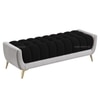 Hoslo Velvet 2 Seater Ottoman Bench in Grey & Black Color