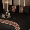 Stoa Paris Satin Bedsheet for Super King Bed (274 cm x 274 cm) with 2 Pillow Covers heet for Black Gold