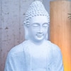 White Fiber Glass Avignon Lotus Buddha Indoor Water Fountain