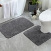 Luxe Home Polyester Newman Contour Bath Mat Set of 2 (Grey 45x75 cm & 40x45)