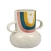 Dual Handle Abstract Coloured Ceramic Vase