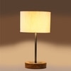 Devansh Off White Cotton Table Lamp With  Natural  Wood Base  & Steel Pipe  (7X17 Inches)-2