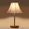 Devansh Off-White Cotton Vintage Lamp With Natural Wood Base & Steel Pipe (12X17.75)