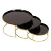 Round Buffet Platter Set Of 3 In Black And Gold Colour