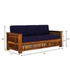 Anjani 3+1+1 Seater Wooden Sofa (BLUE Colour, Honey Finish)