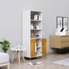 Hexa Engineered Wood Bookshelf Multipurpose Storage Rack in Frosty White and Giant Wood Colour