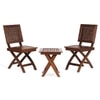 Alfresco Solid Wood Outdoor Folding Square Table with Two Square Chairs in Brown Colour