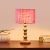 Devansh Pink Jute Table Lamp With  Wood Natural Base (7X7X15.5 Inches)-11