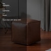 Cuboid Collection Brown Faux Leather Pouf Ottoman
