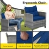 Carry Bird Wicker Patio Furniture Outdoor Balcony Chairs In Grey And Navy Blue Colour
