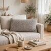 Scarlet Light Grey Medium Grey Natural Decorative Cushion Cover 12 x 20 Inches