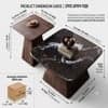 The Noir Laurent Black Marble Walnut Nesting Coffee Table Set with Accent Table