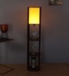 Brown Square Floor Lamp with Yellow Shade