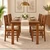 Globally Indian Jaalika Solid Sheesham Wood 4 Seater Dining Table Set 4 Chairs Beige