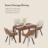 Atlas Crest Storage Solid Wood Dining Table With 4 Casey Swivel Chairs (Finish : Danish Walnut, Chair Colour : Dual Tone)