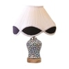 Devansh Multi Vintage Cotton Pleated Shade Lamp With Wood & Mosaic Glass Base For Decoration/Office/Home/Gifting/Study For Decoration/Office/Home/Gifting/Study