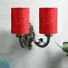 Devansh Metal Electric Wall Light in Antique Gold Colour with Maroon Shade Count of 2 Lights