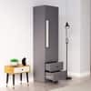 Hexa Red Wooden 1 Door Wardrobe with 2 Drawers and Hanging Space in Slate Grey Colour