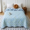 Blue Foral Comfoter Reversible Cotton Feel 350 Gsm Double Bed 240 X 220 Cms