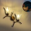 Devansh Metal Electric Wall Light in Gold Colour with Clear Shade Count of 2 Lights