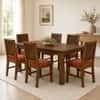 Globally Indian Celeste Solid Sheesham Wood 6 Seater Dining Table Set 6 Chairs Terracotta Orange