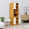 Hexa Red Crockery Unit Multipurpose Wooden Cabinet in Giant Wood And Frosty White Colour