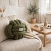 Knotty Combed Cotton Knitted Decorative Sage Knot Pillow 7 x 7 Inches