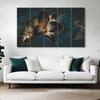 The Castle Decor Black Leaf Flower Wall Art Set of 5 27x48 Inch
