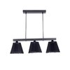 Adeline 3 Light Ceiling Pendant in Black Metal With Black Cotton Shade